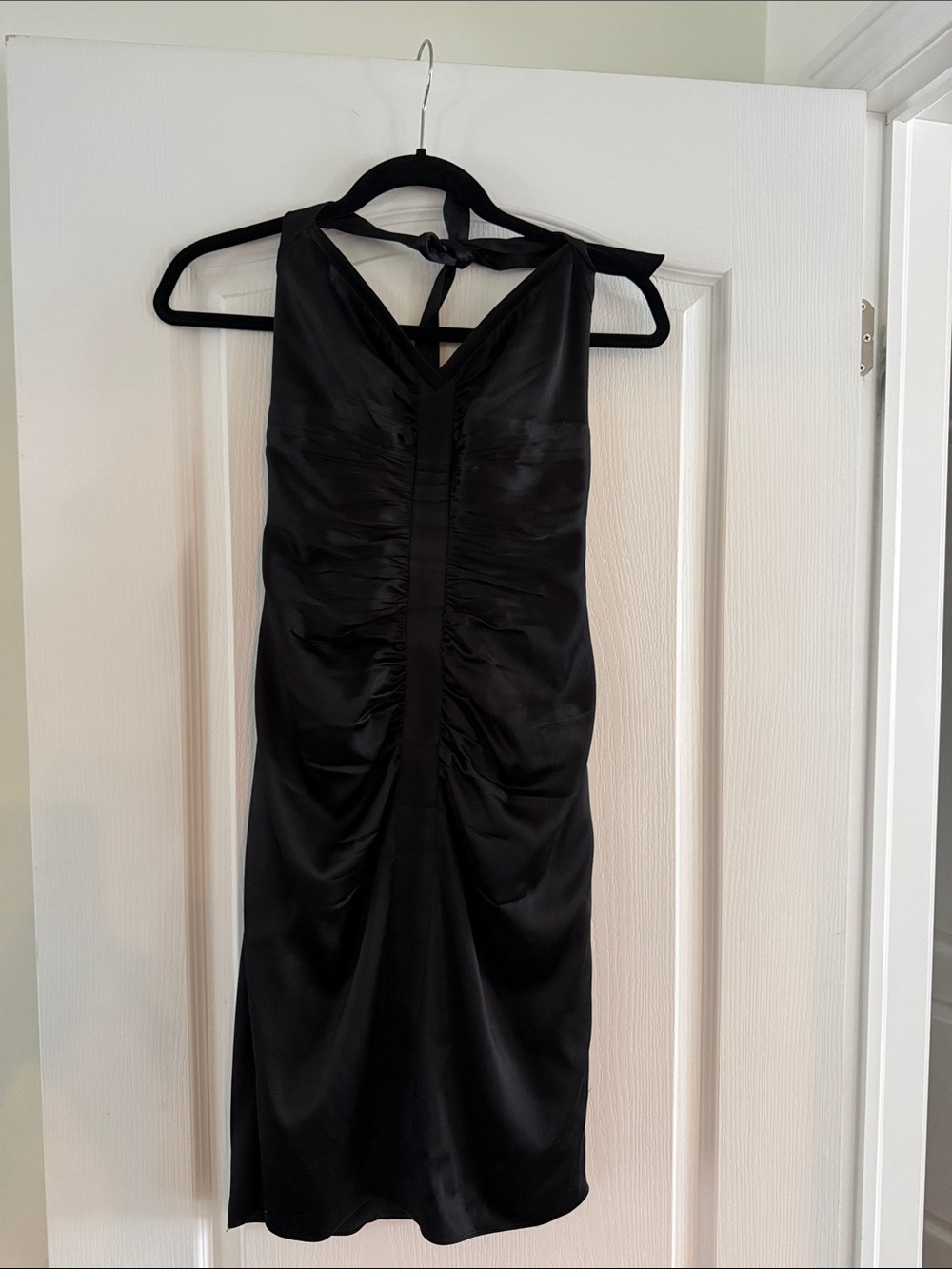 BCBGMaxAzria Black One-Shoulder Ruched Cocktail Dress